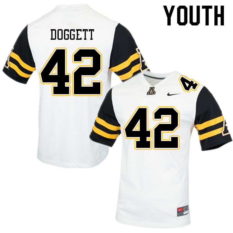 Youth #42 Yakez Doggett Appalachian State Mountaineers College Football Jerseys Sale-White - Click Image to Close